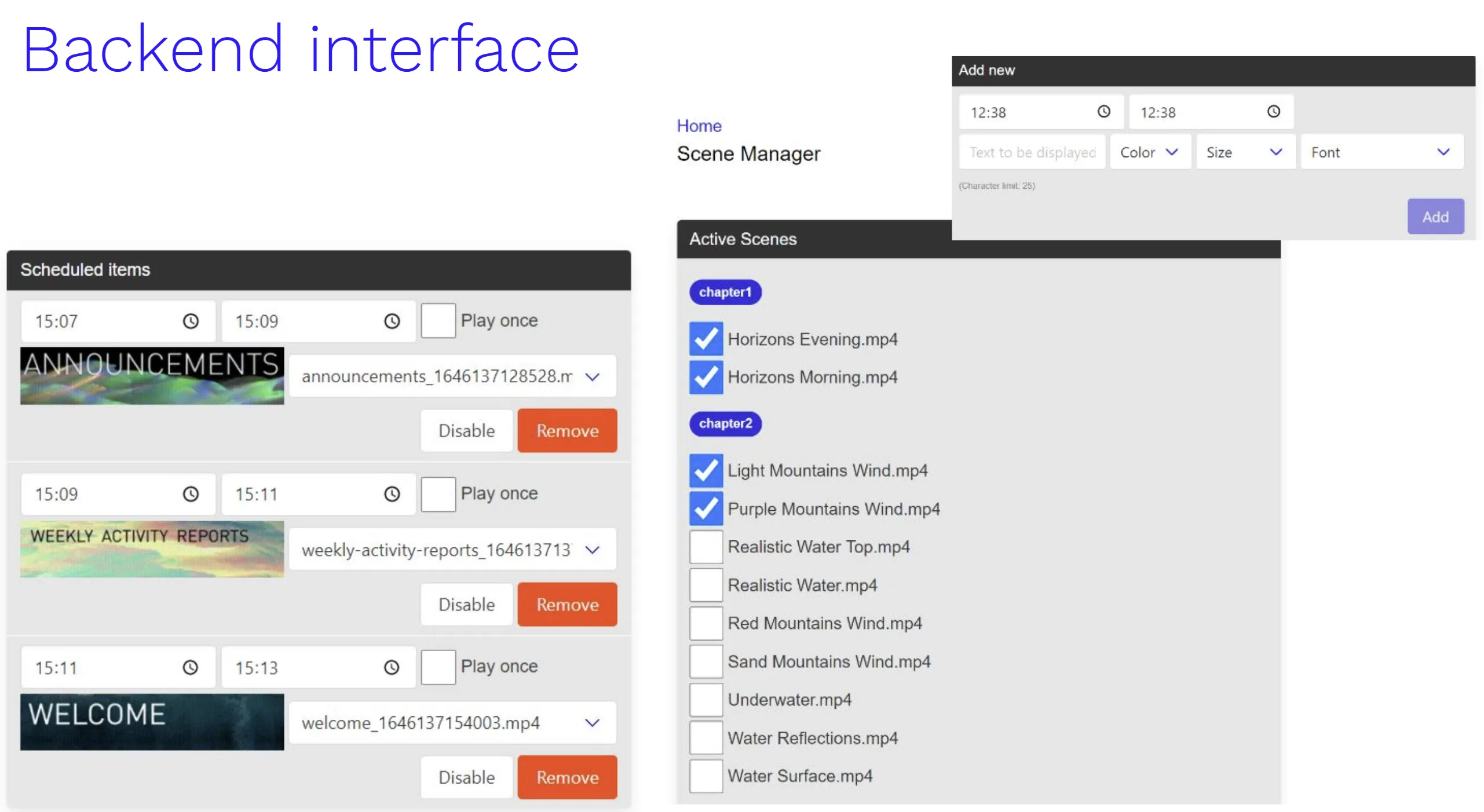 Backend interface