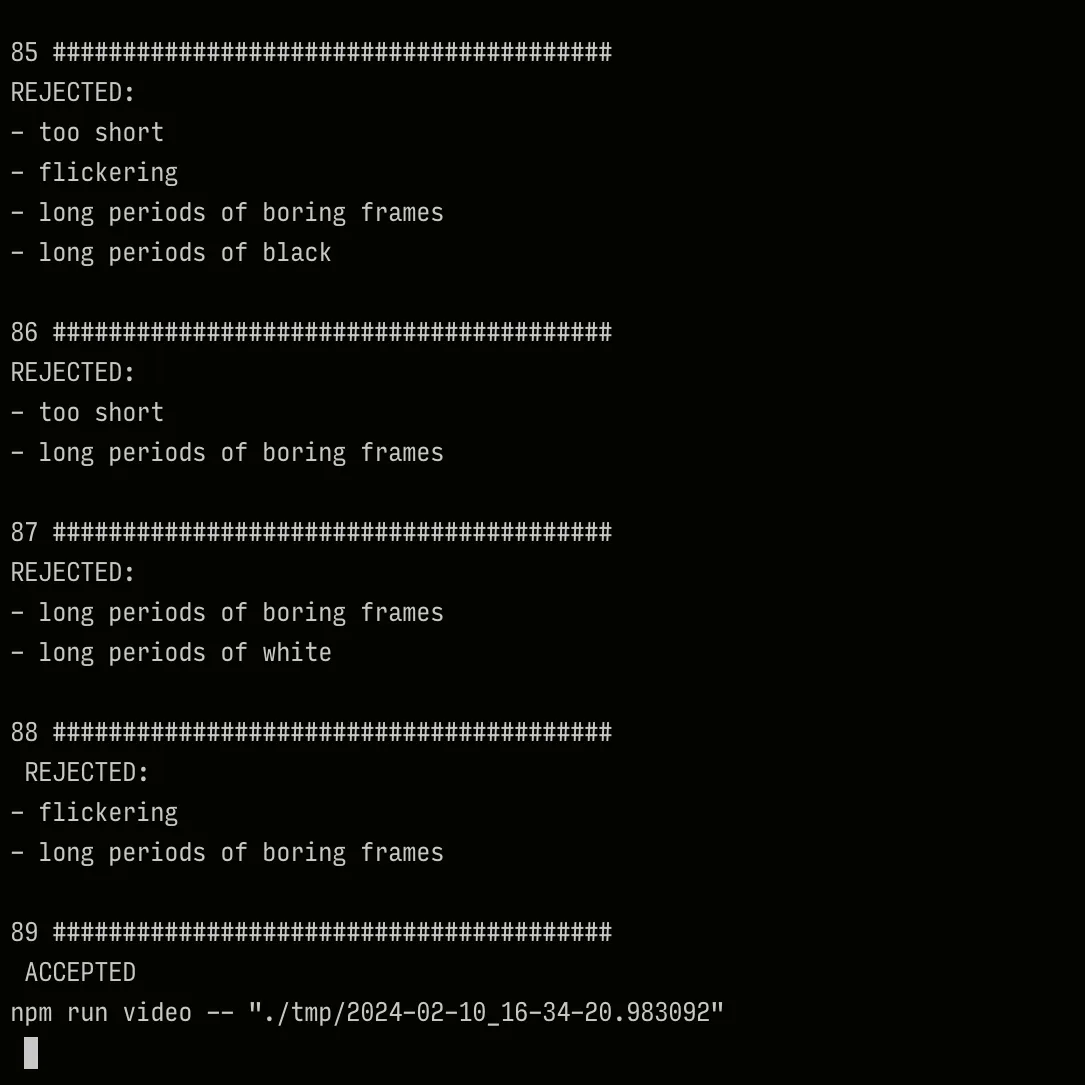 Command line output of the finished tool